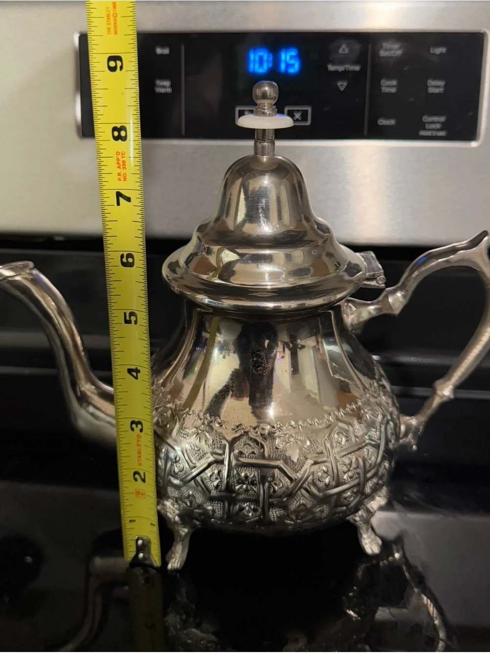 Vintage Moroccan Teapot Hand Engraved Tea Pot Mint Tea Decor Rare Carved Antique